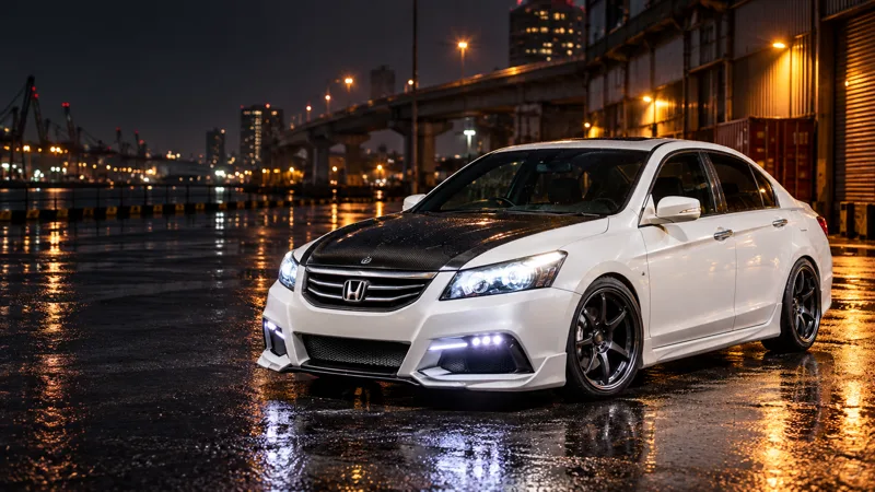 Honda Accord G8 สีขาวแต่งชุดแอโรและฝากระโปรงคาร์บอน